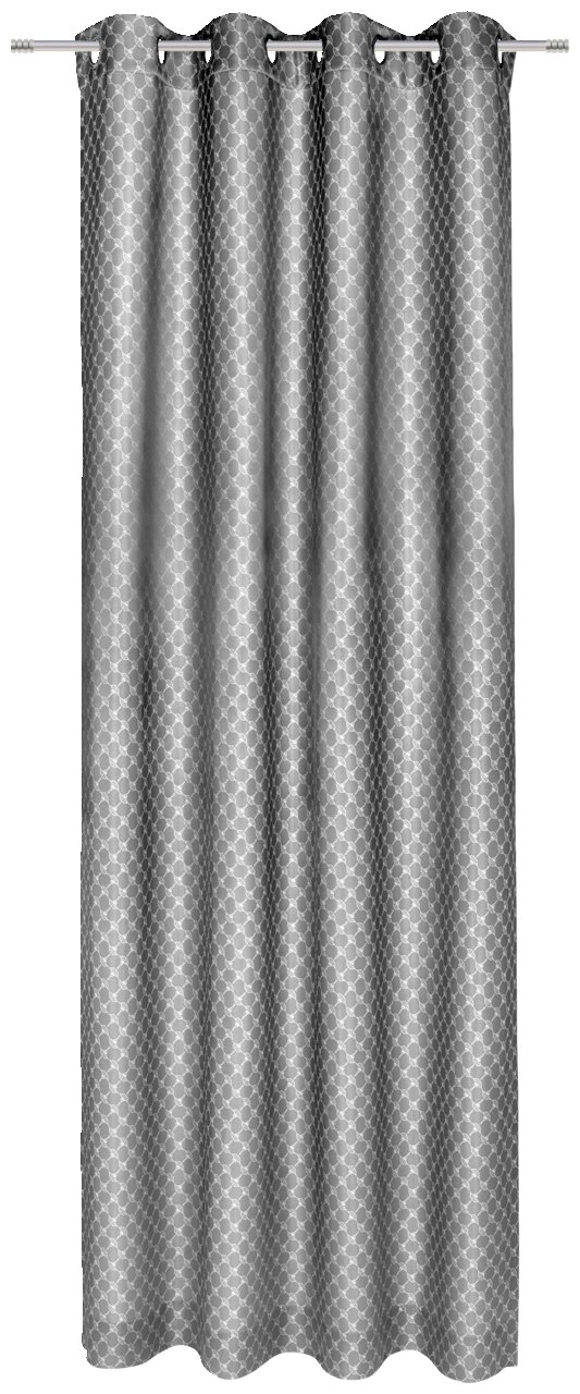 JOOP! Ösenschal 140x250cm J!Allover Silbergrauer Ösenschal mit geometrischem Muster, frontal aufgenommen