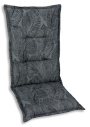 Sesselauflage mit grauem Blattmuster, seitliche Perspektive