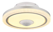 LED-Deckenventilator mit modernem Design, seitliche Perspektive