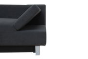 Dunkelgraues Funktionssofa mit verstellbarer Rückenlehne, seitliche Perspektive