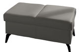 Grauer Hocker mit schwarzem Metallgestell, seitliche Perspektive