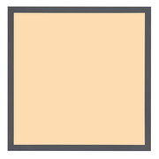 Quadratische Deckenleuchte mit grauem Rahmen und cremefarbener Fläche, Ansicht von vorne