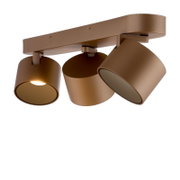 Drievoudige led-spot in bronslook, zijaanzicht