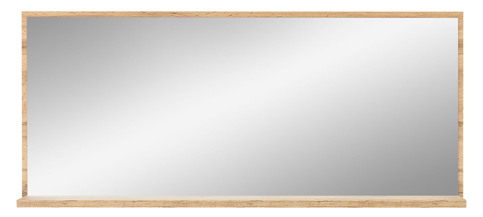 Großer rechteckiger Wandspiegel mit Holzrahmen, Frontalansicht