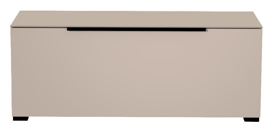 Moderano TV-Lowboard BORMIO Frontansicht eines modernen, beigen TV-Lowboards mit schlichtem Design und schwarzem Griff.