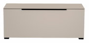 Frontansicht eines modernen, beigen TV-Lowboards mit schlichtem Design und schwarzem Griff.
