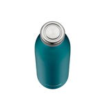 Teal-farbene Thermos Isolierflasche mit Edelstahlverschluss, Ansicht von oben