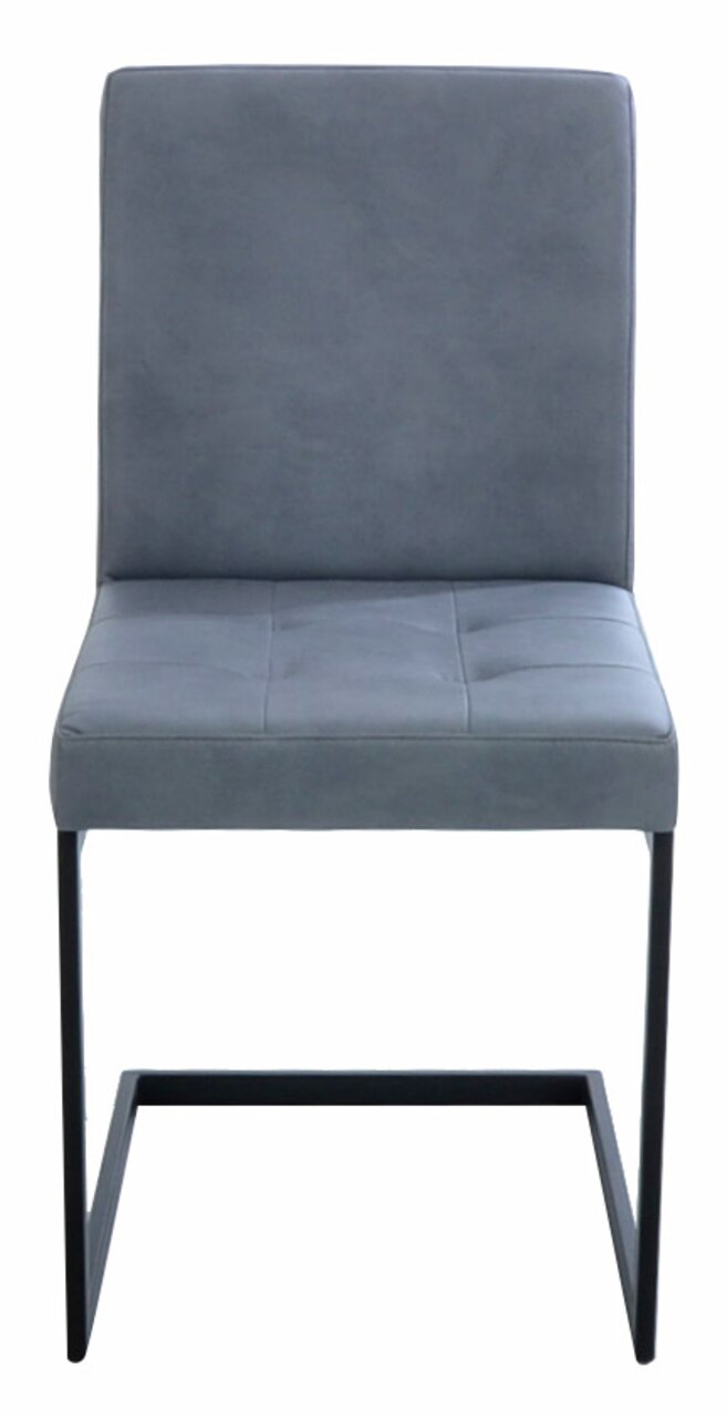 Freischwinger-Stuhl in grauem Stoff, Vorderansicht