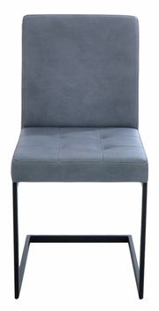 Freischwinger-Stuhl in grauem Stoff, Vorderansicht