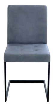 Freischwinger-Stuhl in grauem Stoff, Vorderansicht