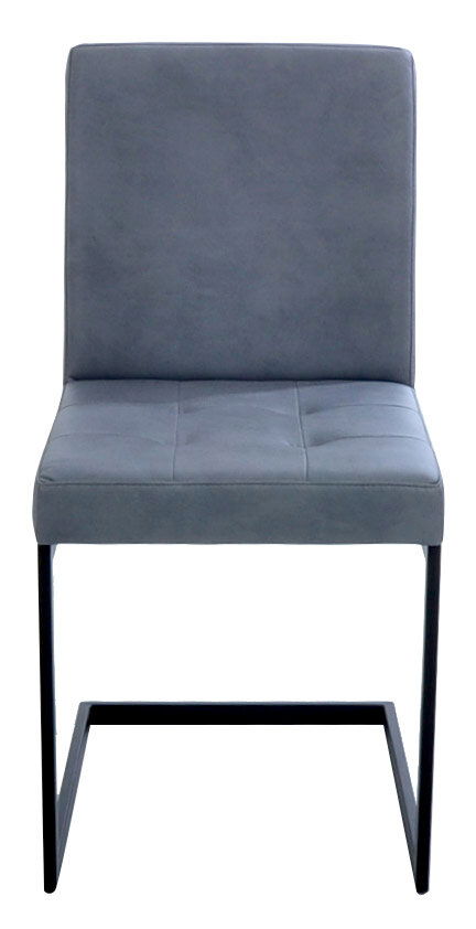 Freischwinger-Stuhl in grauem Stoff, Vorderansicht