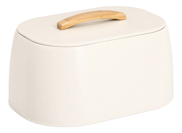Zeller Present Brotkasten Weißer Brotkasten mit Holzgriff, seitliche Perspektive