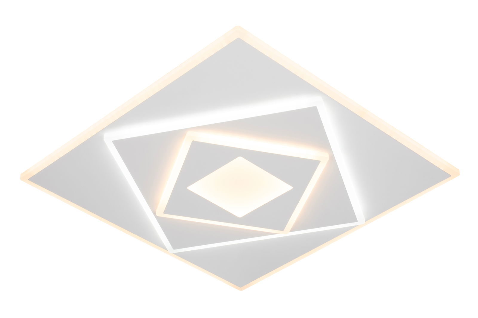 Moderne LED-Deckenleuchte in geometrischem Design, von unten betrachtet