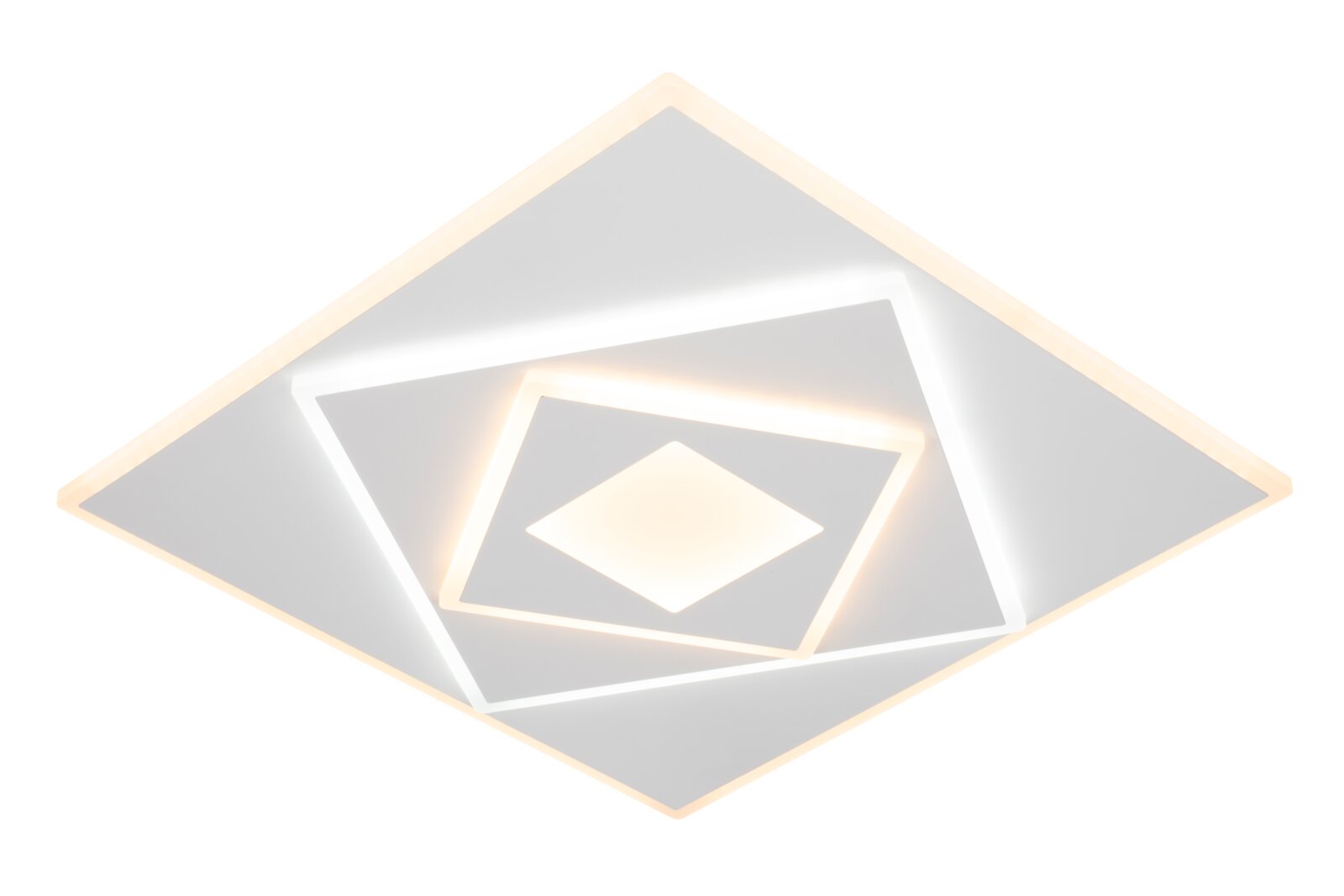 Moderne LED-Deckenleuchte in geometrischem Design, von unten betrachtet
