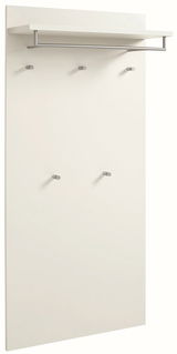 XL-Paneel in Weiß mit mehreren Haken und einer Ablage, seitliche Perspektive