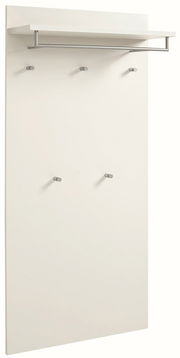 XL-Paneel in Weiß mit mehreren Haken und einer Ablage, seitliche Perspektive