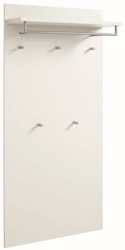 XL-Paneel in Weiß mit mehreren Haken und einer Ablage, seitliche Perspektive