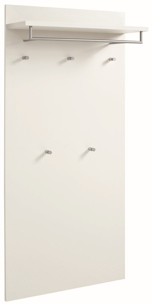 XL-Paneel in Weiß mit mehreren Haken und einer Ablage, seitliche Perspektive