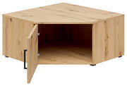 Eckaufsatzschrank aus Holz mit geöffneter Tür, Perspektive von vorne links