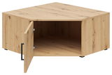 Eckaufsatzschrank aus Holz mit geöffneter Tür, Perspektive von vorne links