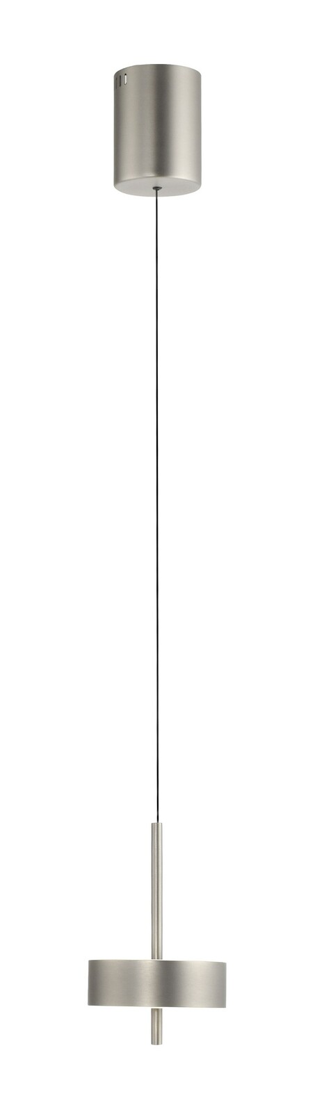 Moderne Pendelleuchte Q-ROTATE in Edelstahloptik, seitliche Perspektive