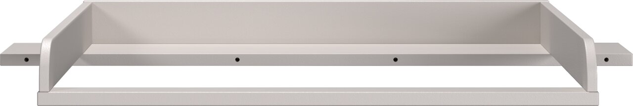 Weißes Wandregal aus Holz, frontal betrachtet, ideal für Babyzimmer.