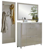 Garderoben-Set 3-tlg. mit Spiegel, Schrank und Wandpaneel, seitliche Perspektive