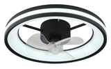 Moderner Deckenventilator mit LED-Beleuchtung, seitliche Perspektive