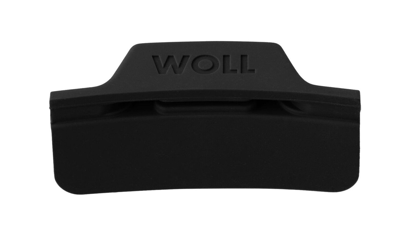 Woll Silicone grip, Eckig, grau SILICONE Grauer, eckiger Silikongriff mit der Aufschrift 'WOLL', Ansicht von vorne.