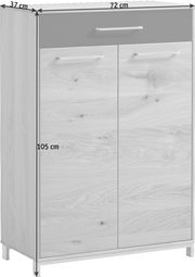 Schuhschrank VOSS Serie VEDO in Holzoptik, Frontansicht, Maße: 72 cm Breite, 105 cm Höhe, 37 cm Tiefe
