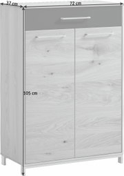 Schuhschrank VOSS Serie VEDO in Holzoptik, Frontansicht, Maße: 72 cm Breite, 105 cm Höhe, 37 cm Tiefe