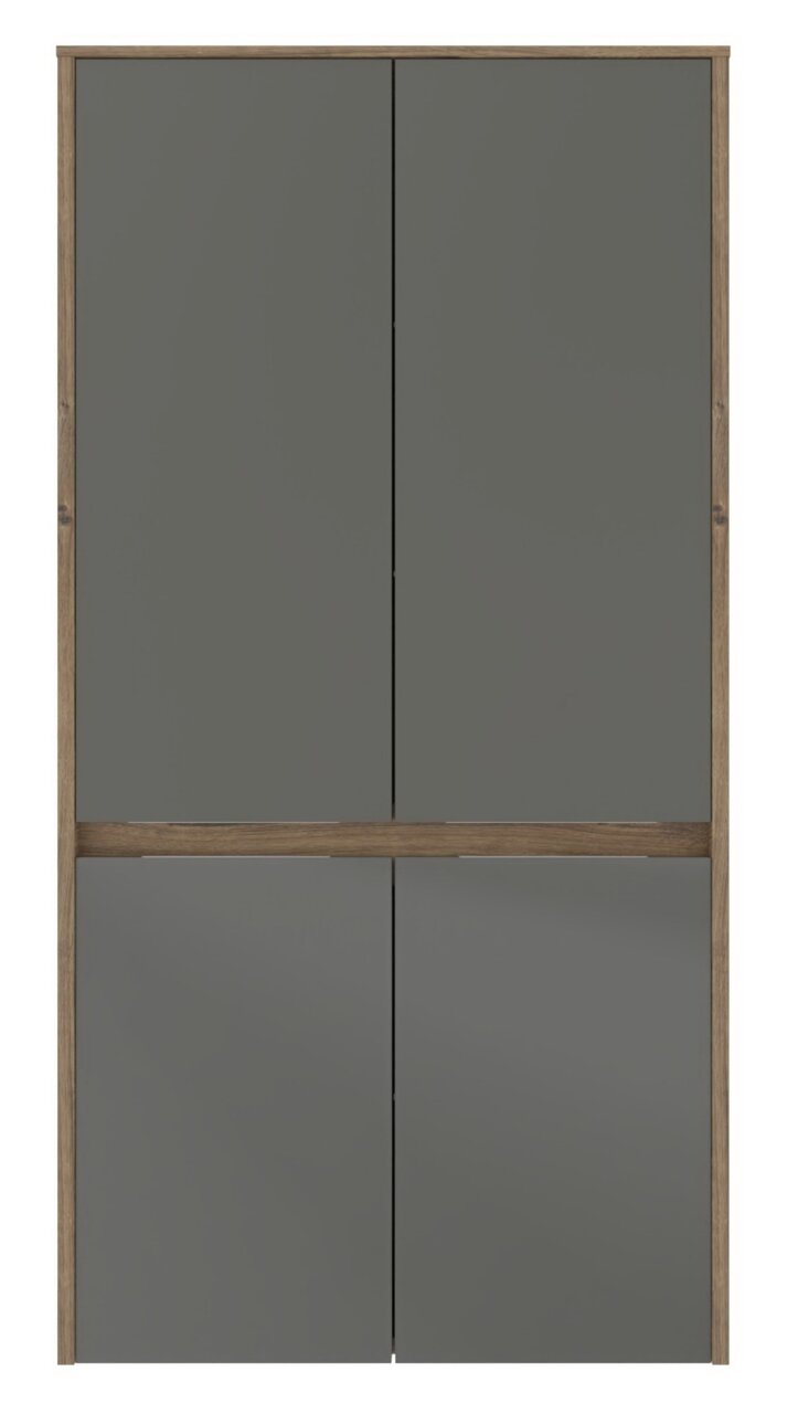 Sadena Midikast LANDAU Moderner Midischrank in grauer Farbe mit Holzrahmen, Frontalansicht