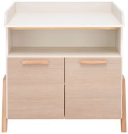 Kommode mit zwei Schubladen in Holzoptik, frontal betrachtet