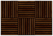 Dekoratives Paneel-Set aus Holz mit sechs quadratischen Elementen in verschiedenen Richtungen, Draufsicht.