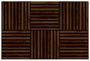 Dekoratives Paneel-Set aus Holz mit sechs quadratischen Elementen in verschiedenen Richtungen, Draufsicht.