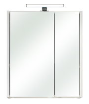 Moderner Spiegelschrank mit zwei Türen und integrierter Beleuchtung, Frontalansicht