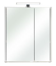 Moderner Spiegelschrank mit zwei Türen und integrierter Beleuchtung, Frontalansicht