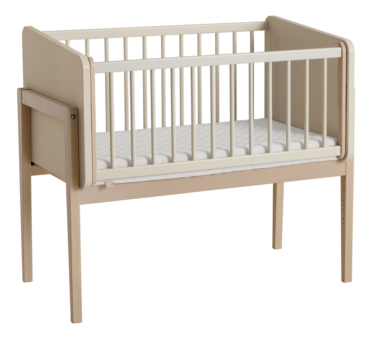 Paidi Anstellbett LITTLE CLOUD Anstellbett aus Holz mit Gitterstäben, seitliche Perspektive