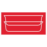 Zwei übereinander gestapelte quadratische Glasbehälter, seitliche Ansicht, auf rotem Hintergrund.