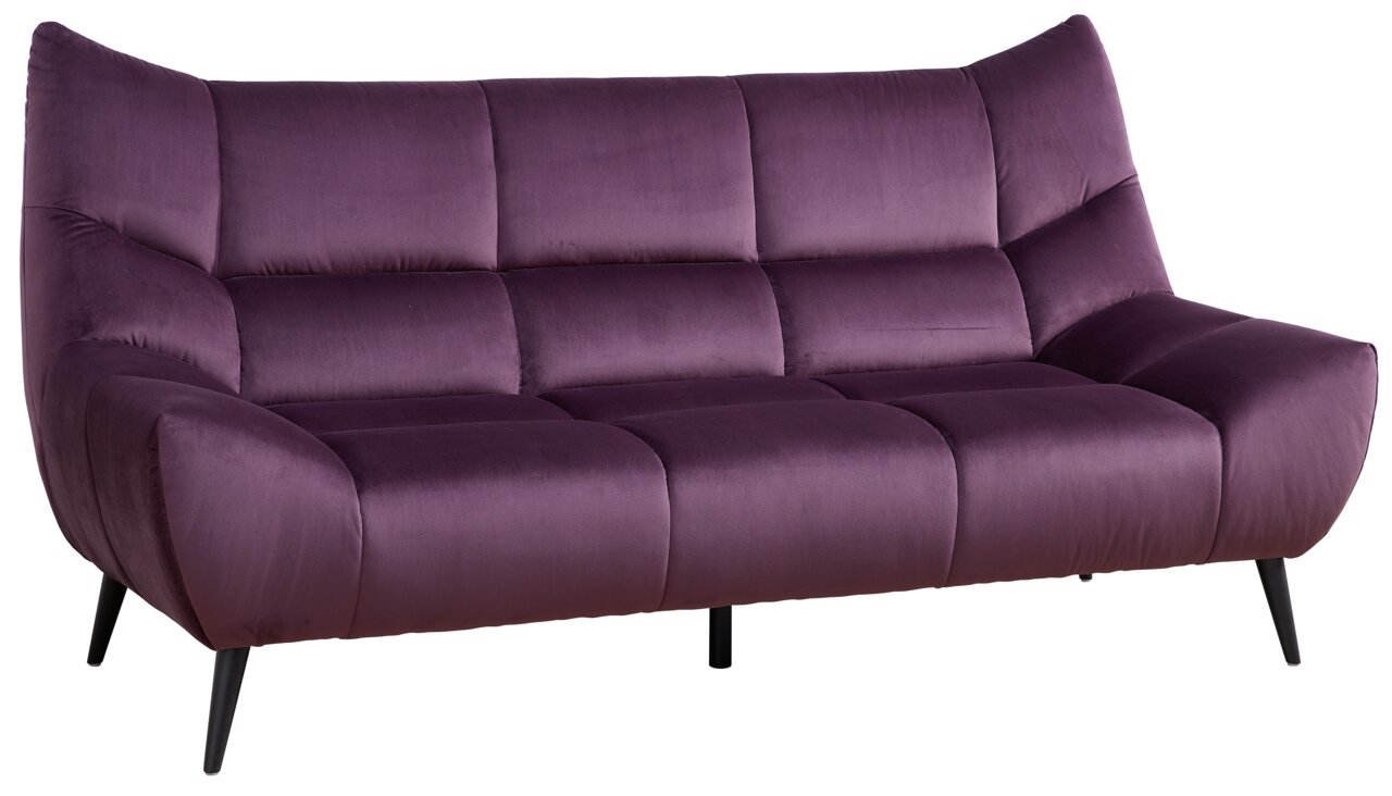 Stylife Sofa 3er MELISSA Lila Sofa mit drei Sitzen, moderne Form, seitliche Perspektive