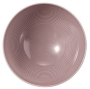 Runde Schüssel mit einem Durchmesser von 15,5 cm, von oben fotografiert, in einem sanften Rosa mit feinen konzentrischen Kreisen.