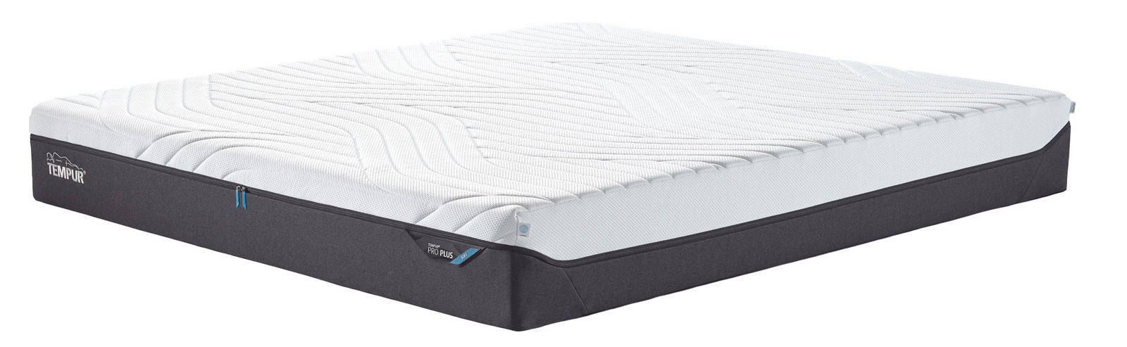 Seitliche Ansicht einer Viscomatratze 160x200 cm mit weißer Oberfläche und dunklem Rand.