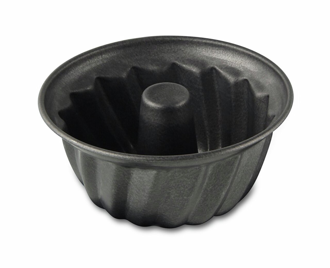 Gugelhupf-Backform 10cm in schwarzer Farbe, seitliche Perspektive