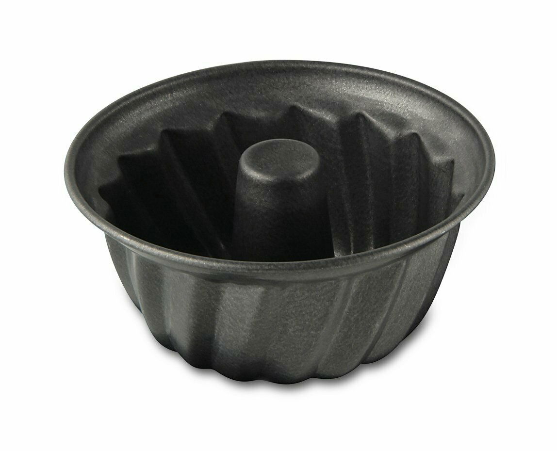 Gugelhupf-Backform 10cm in schwarzer Farbe, seitliche Perspektive