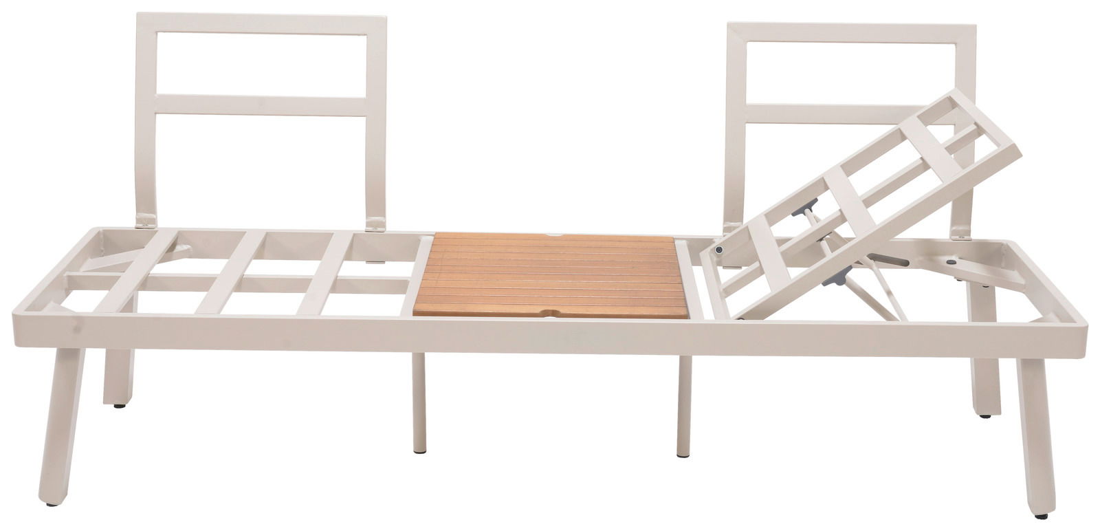 Metallrahmen einer Lounge-Kombination mit verstellbarem Mittelteil, Vorderansicht