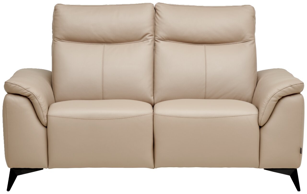 Beiges 2-Sitzer-Sofa aus Leder, Vorderansicht