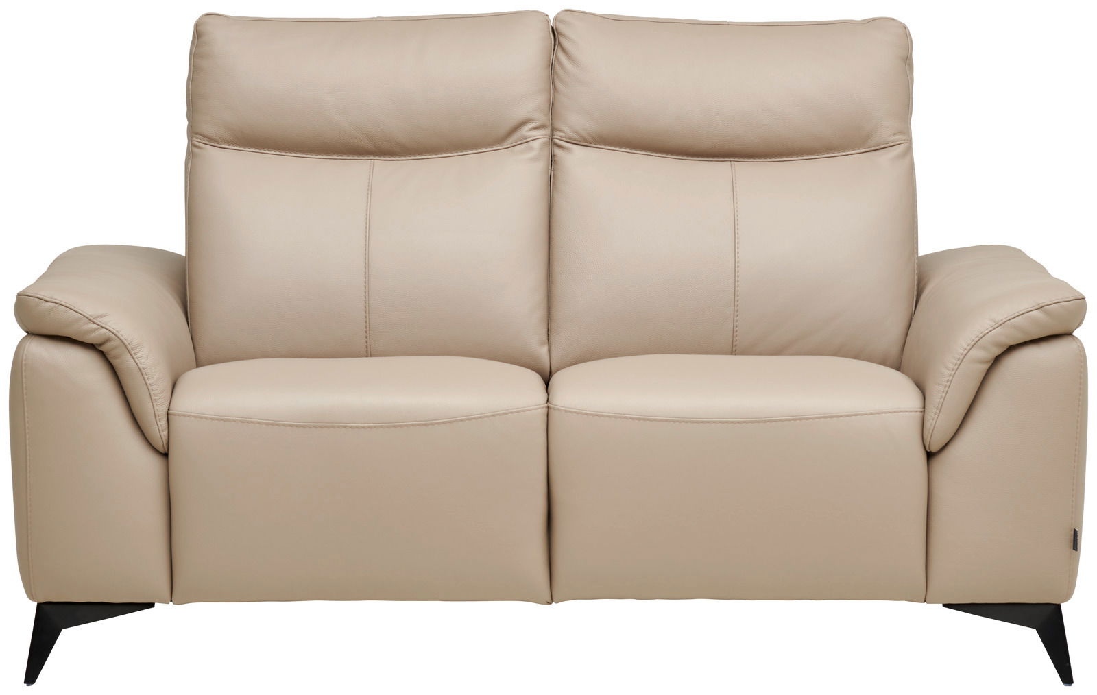 Beiges 2-Sitzer-Sofa aus Leder, Vorderansicht