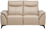Beiges 2-Sitzer-Sofa aus Leder, Vorderansicht