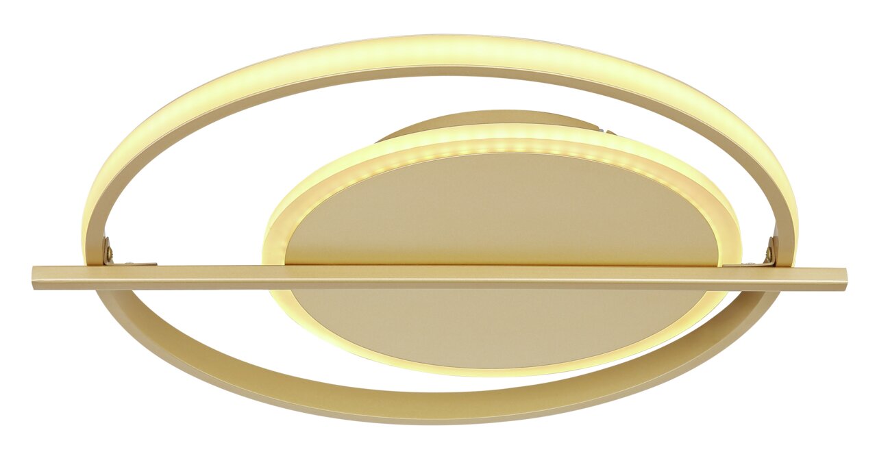 Moderne plafondlamp REBALL in goud met cirkelvormig ontwerp, zijaanzicht