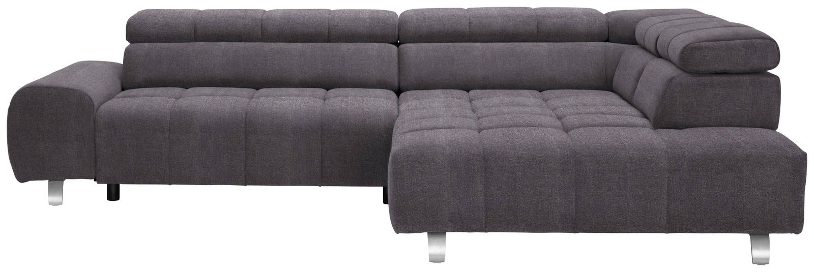 Graues Ecksofa mit Ottomane rechts, Vorderansicht